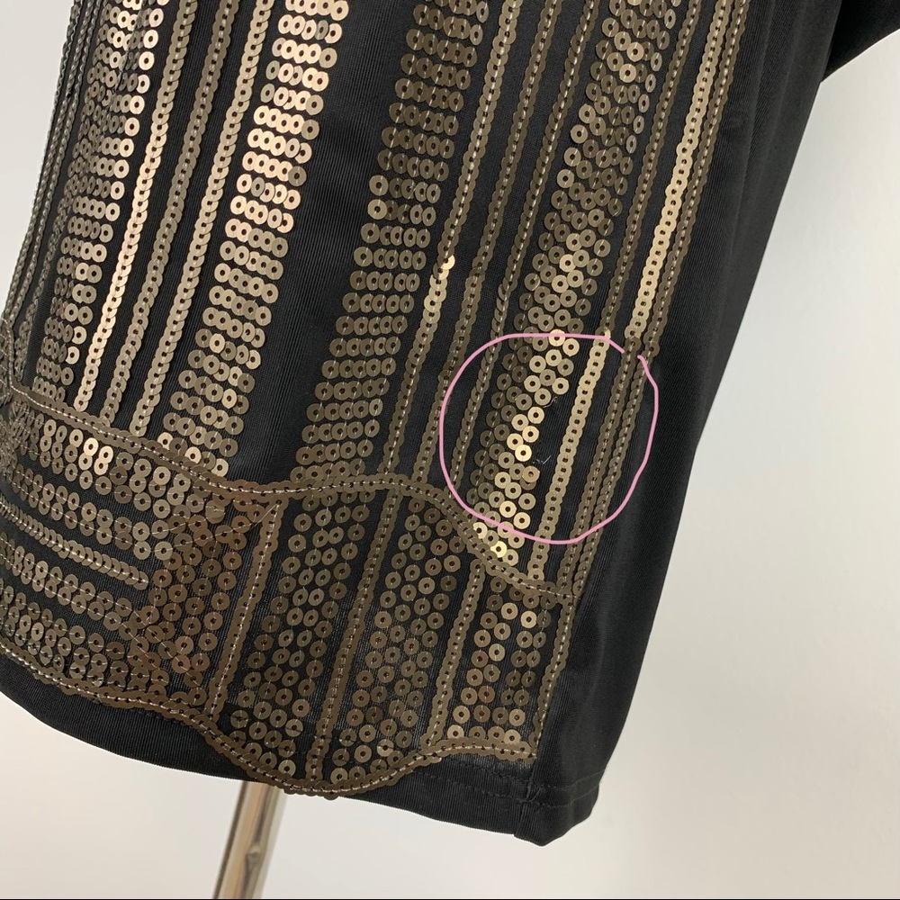 Francesca's Black Gold Sequin Drop Waist Dress - Picture 4 of 8